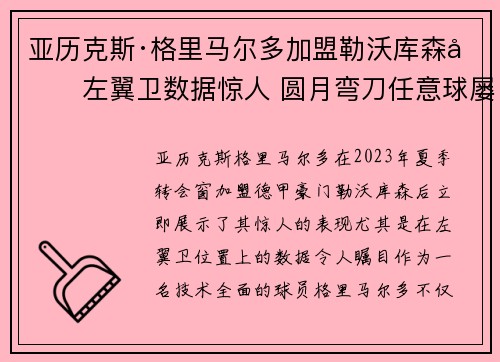 亚历克斯·格里马尔多加盟勒沃库森后左翼卫数据惊人 圆月弯刀任意球屡次救主 亚历克斯·格里马尔多加盟勒沃库森后左翼卫数据惊人 圆月弯刀任意球屡次救主